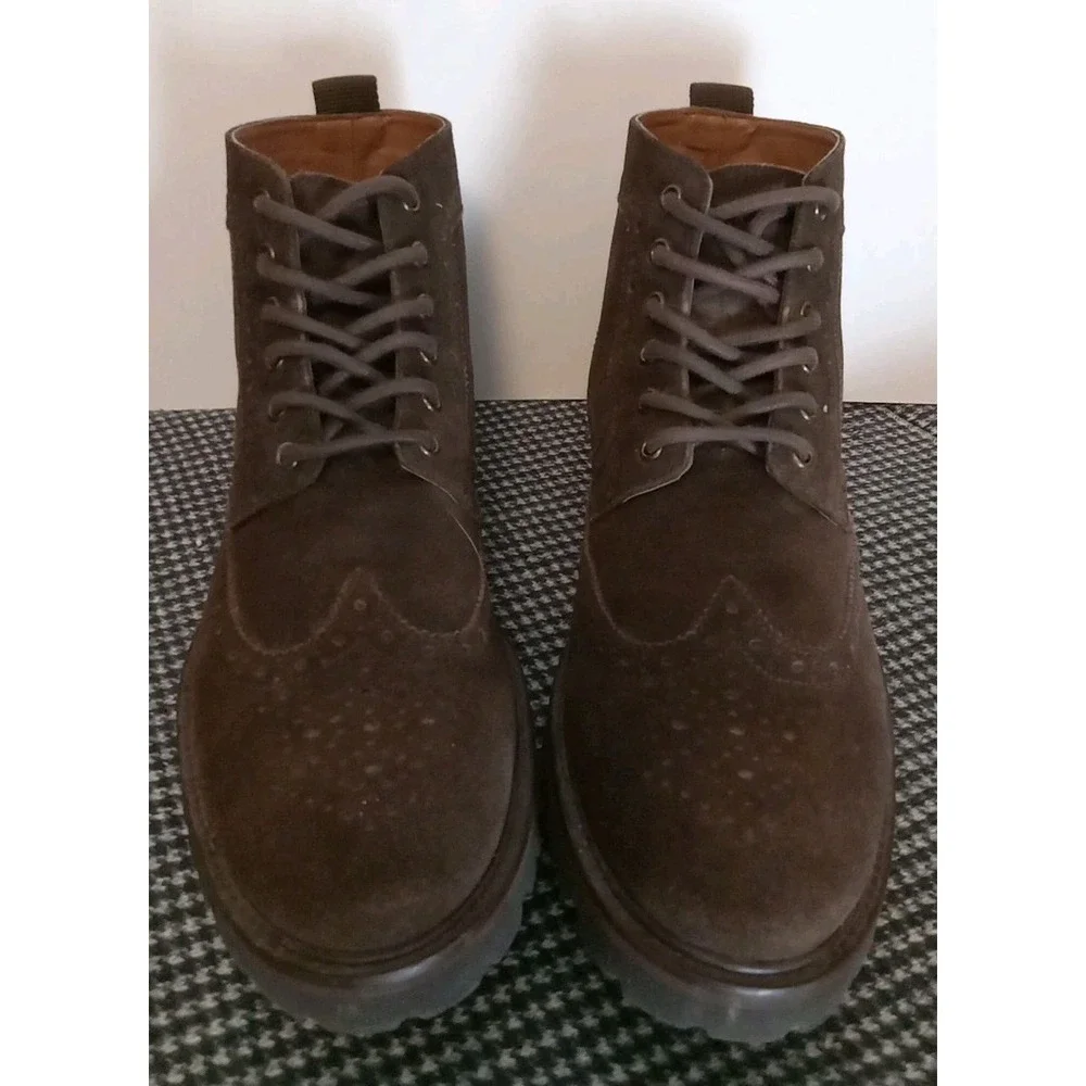Stafford Mens Brown Leather Suede Lace‎ Up Ankle Boots Size 13M